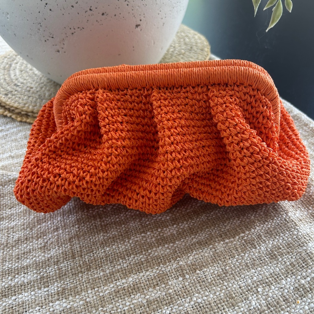 Elegant Orange Ruched Clutch